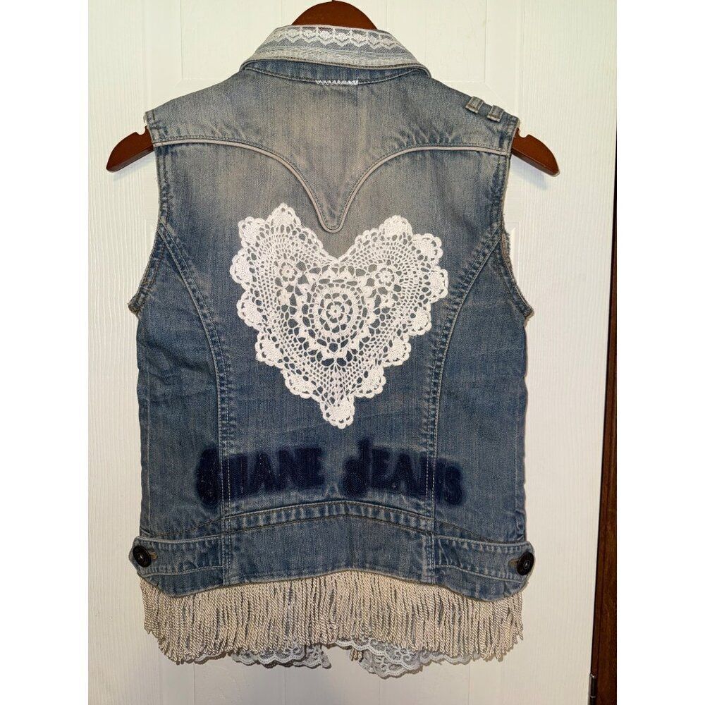 Shane Jeans Denim Embellished Vest Size Small‎ - Picture 15 of 16